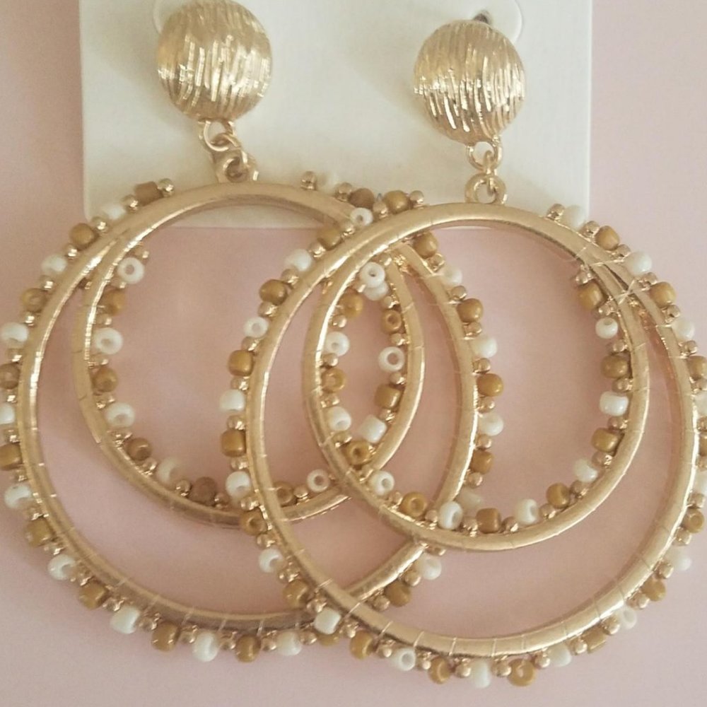 Round Beaded Hoop Earring